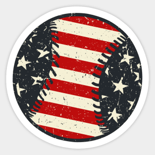 Vintage Baseball American Flag Sticker